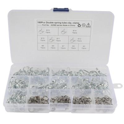 150PCS Factory Price Stainless Steel Car Double Wire Fuel Line Hose Tube Spring Clamps Assortment Wholesale Quick delivery CSV
