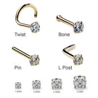 1Pc 1.5 2mm 2.5mm 20G Zircon Nose Stud Steptum Nose Studs Hooks Bar Pin Nose Rings Body Piercing Stainless Steel Jewellery