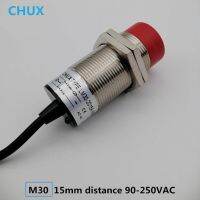 ✻✒№ CHUX 30mm Inductive Proximity Switch AC 220V NO NC Metal Case Non-flush Type 15mm Detection Sensor