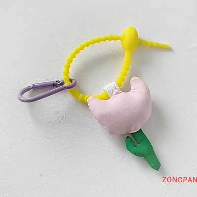 ZONGPAN พวงกุญแจดอกทิวลิปน่ารัก1ชิ้น,พวงกุญแจดอกไม้สีผสมน่ารักสำหรับอุปกรณ์ประดับตกแต่งจี้กระเป๋าเด็กผู้หญิง