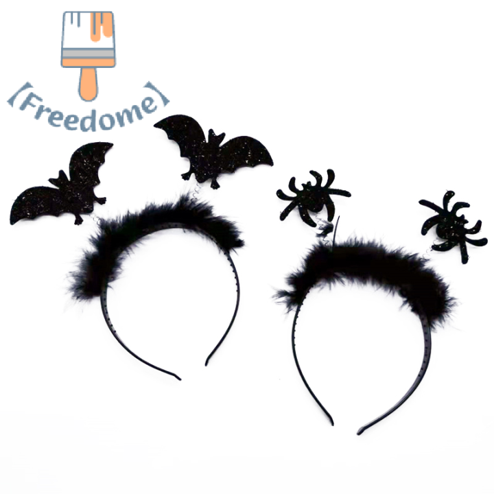 freedome-ที่คาดผมฮาโลวีนปีศาจฮาโลวีนปาร์ตี้ตกแต่งใยแมงมุมแม่มดที่คาดผมเต้นรำอุปกรณ์สำหรับถ่ายรูปเทศกาลผีค้างคาวหัวห่วง