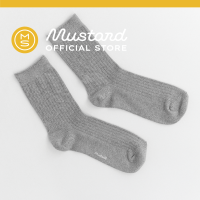 Premium Ribbed Crew Socks - Smoke ถุงเท้า