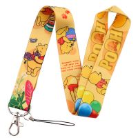 FDYE45 พวงกุญแจ สายกุญแจ จี้ Winnie Lanyard ที่ใส่ป้าย ID พวงกุญแจห้อยเชือก ของขวัญ เสือ เชือกโทรศัพท์ สายคล้องโทรศัพท์พิกเล็ต สายคล้องคอวินนี่เดอะพูห์ สายคล้องคอ