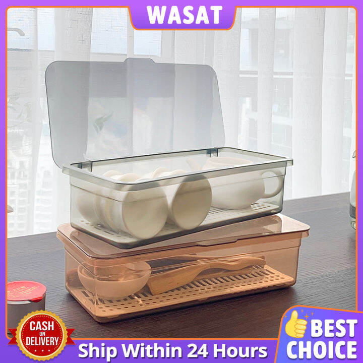 Kitchen Utensils Storage Box with Cover Dustproof Tableware Holder