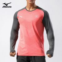 ☂Mizuno วิ่งหลวมแขนยาวเล่นความเร็วสูงแห้งเสื้อผ้าผู้ชายฤดูใบไม้ร่วงรอบคอการฝึกอบรมการออกกำลังกายแจ็คเก็ตกีฬาเสื้อยืด