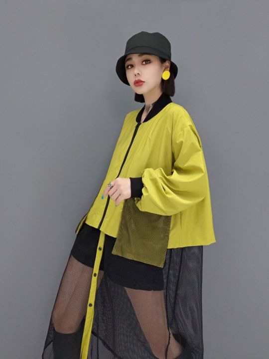 xitao-dress-mesh-perspective-fashion-women-patchwork-goddess-fan-casual-loose-dress