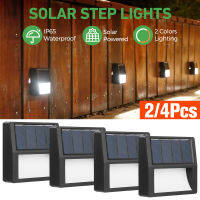 LITOM Solar Ladder Lights LED Square Wall Lamps Solar Decorative Light Auto On Step Stair Lights for Outdoor Yard Garden Pathway