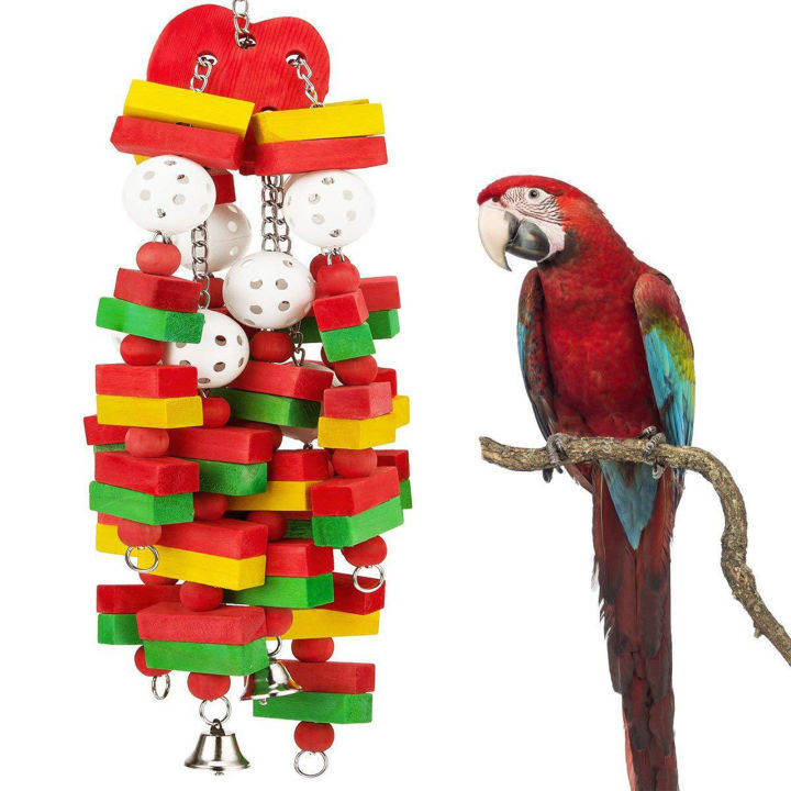 ของเล่นแบบแขวนกัดเคี้ยวสำหรับนกนกกระตั้วขนาดเล็กขนาดกลางของเล่นสำหรับนกนกสีสว่างไม่เป็นพิษ
