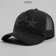 Mũ lưỡi trai thể thao màu đen CAPMAN thêu ngôi sao CM106