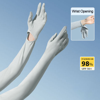 ถุงมือไอซ์สลีฟสำหรับผู้หญิงถุงมือ UPF50กันแดดผ้าใยสังเคราะห์ป้องกันรังสี UV