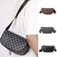♘ xing lu nan Fashion all-match Shoulder plaid messenger bag dumpling bag large-capacity casual mens Sling bag