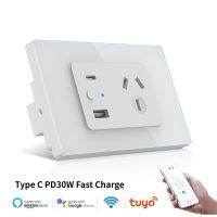 Wifi Tuya Smart Austrial Plug แก้วเต้าเสียบสำหรับ30W Iphone 4.8a แผงผนัง Alexa Type Usb พลังงานซ็อกเก็ต C