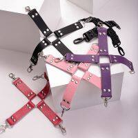 Sm appeal leather cross buckle bound to prop the behind hand fixed handcuffs ankle bracelets adult things