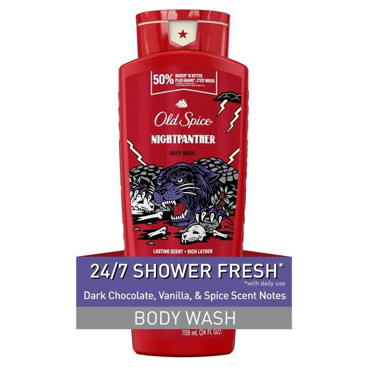 Old Spice Nightpanther Body Wash, Lasting Scent Rich Lather 709ml (24