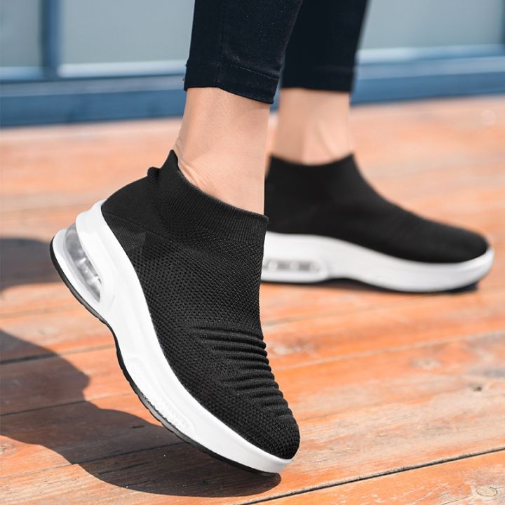 รองเท้าผ้าใบผู้หญิง-รองเท้าผ้าใบแบบสลิปออน-สีขาวสีดำสีดำล้วน-รองเท้าสลิป-ออน-size35-42