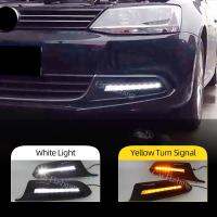 Car Flashing 1Pair DRL For Volkswagen VW Jetta Sagitar 2012 2013 2014 Daytime Running Lights Fog head Lamp cover Daylight