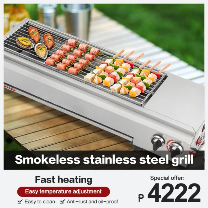 Gas Griller Stainless Steel Commercial BBQ butane gas stove Grill Large