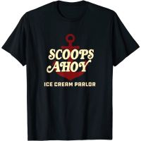 เสื้อยืดโอเวอร์ไซส์เสื้อยืด พิมพ์ลายโลโก้ Stranger Things Scoops Ahoy Ice Cream Parlor สําหรับผู้ใหญ่S-4XL  GCWR