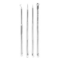 4pcs/set Sliver Gold Stainless Steel Acne Removal Needles Pimple Blackhead Remover Tools Spoon Face Skin Care Tools Face Clean