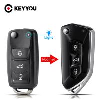 KEYYOU ปลอกหุ้มกุญแจรีโมตดัดแปลง10X สำหรับ VW โฟล์คสวาเก้น Jetta กอล์ฟ Mk6โปโล Tiguan Passat CC ที่นั่ง Skoda Octavia 3ปุ่ม