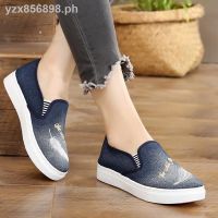 COD DSTGERTERERE doll shoes with heels for women™Old Beijing cloth shoes women s shoes autumn denim canvas shoes summer pregnant women single shoes casual shoes flat lazy pedal shoes women doll shoes women