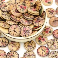 Mix Wooden Button Clock Buttons Vintage Decorative Sew Button for Clothes Handmade Crafts Accessories 50Pcs 20MM Haberdashery