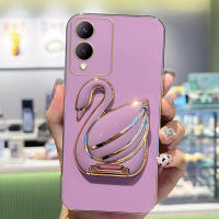 KONSMART เคสโทรศัพท์สำหรับ VIVO Y17s ใหม่ล่าสุด2023หงส์ที่สง่างาม TPU นุ่มโลหะด้วยไฟฟ้าเคสใส่โทรศัพท์ป้องกันสำหรับ VIVO Y78 5G Y27 4G 5G Y36 4G 5G Y02 Y02S Y16 Y35 4G Y77 5G