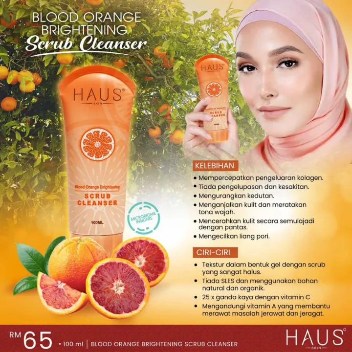 [HAUS Cosmetics] Blood Orange Brightening Scrub Cleanser Lazada