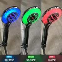 LED Light Shower Head Bathroom Automatic 3Color Changing Temperature Sensor Showerhead Water Saving Filter Bathroom Sprayer Head Showerheads