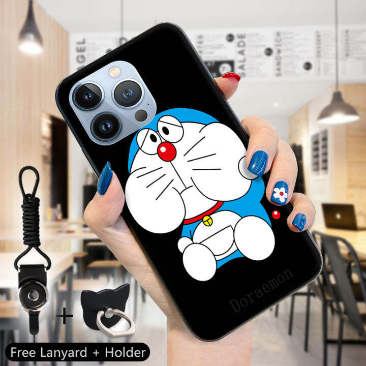 ggk-เคสสำหรับ-apple-iphone-15-pro-max-15-15-pro-สายคล้องแหวนใส่นิ้วแมวการ์ตูนน่ารักโดราเอม่อนน่ารักเคสครอบโทรศัพท์ยางซิลิโคนนิ่มกันกระแทกสำหรับแมวเคสโทรศัพท์มือถือ