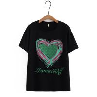 【มีไซส์ใหญ่】Plus Size Womens Cute Heart Printed Summer T-shirts Oversized A-line Female Tops Fashion Full Cotton A-line Tshirts