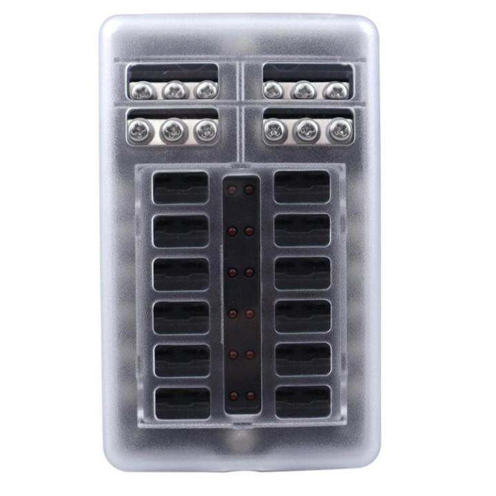 car-fuse-box-12-way-fuse-panel-block-with-led-indicator-car-accessories-fuse-supplies-for-automobile-motorcycle-trucks-off-road-vehicles-boats-racing-cars-portable