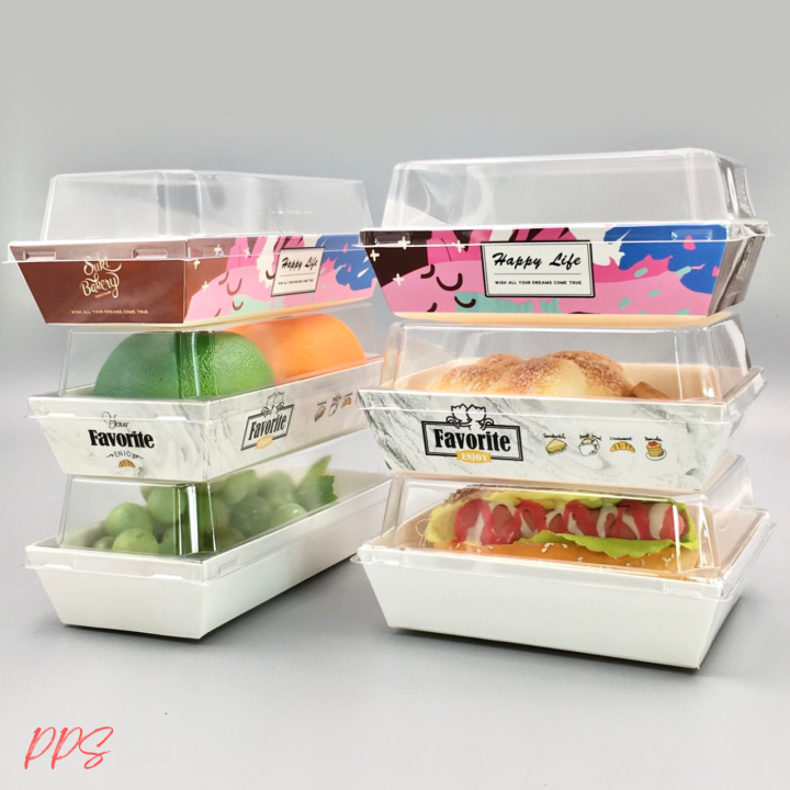 Sushi Tray Sandwich Box With Lid Pastry Dessert Box Clear Lid Container