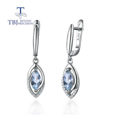 Light luxury natural Aquamarine mq 4*8mm gems earrings fashion fine jewelry 925 silver women Daily wear