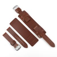 ◎☌ Retro Brown Cowhide Leather Strap 20mm Watchband Prevent Allergy Wrist Belt Bracelet for Man Women Replacement Watch Accessories