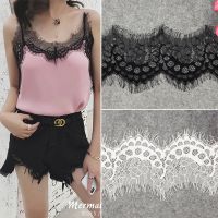 [HOT!] New 3meters White/Black wave eyelashes lace ribbon width 10cm Diy dress sleeve lace Trims underwear openwork african lace fabric