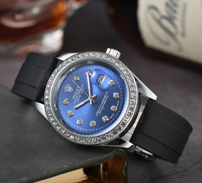 2022ใหม่นาฬิกาสำหรับผู้ชายคุณภาพสูงสายยางชายนาฬิกาควอตซ์แฟชั่นลำลองนาฬิกาข้อมือสำหรับชาย (หน้าปัดสีเงิน)