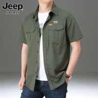 JEEP SPIRIT เสื้อเชิ้ตแขนสั้นผู้ชาย,เสื้อฤดูร้อนเสื้อกลางแจ้งผ้าฝ้ายลำลองวัยกลางคนและวัยรุ่นเสื้อครึ่งแขน