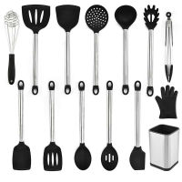 Silicone Kitchen Cookware Cooking Tool Non-Stick Spatula Ladle Tongs Egg Beaters Shovel Spoon Soup Kitchen Utensils Set