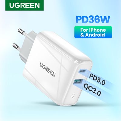 Ugreast เครื่องชาร์จ USB PD36W ชาร์จเร็ว4.0 3.0ชนิด C สำหรับ13 12เหมาะสำหรับ Xiaomi ที่เหมาะกับ Samsung QC 3.0 4.0ที่ชาร์จแบตเตอรี่โทรศัพท์