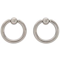 1 Pair Stainless Steel Captive Bead Ear Rings Hoop Studs Piercing Jewelry Steel color