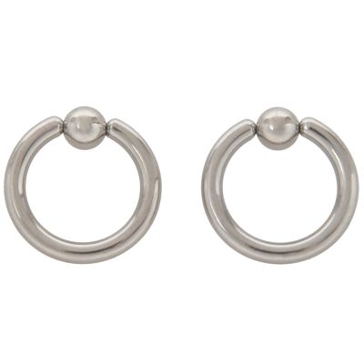 1 Pair Stainless Steel Captive Bead Ear Rings Hoop BCR Studs Piercing Jewelry Steel color