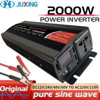 2000W อินเวอร์เตอร์ไฟฟ้า DC 12V24V ถึง AC 220V เพียวไซน์เวฟแปลงแรงดันไฟฟ้าในตัวหม้อแปลงพร้อมจอแสดงผล LED และซ็อกเก็ตสากลสำหรับบ้านท่องเที่ยวบูธ