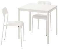 MELLTORP/ADDE Table and 2 chairs, white, white, 75x75 cm (เมลทอร์ป/อ็อดเด ชุดโต๊ะและเก้าอี้ 2 ตัว, ขาว/ขาว 75x75 ซม.)