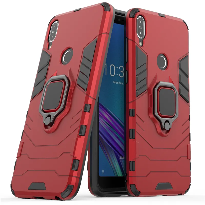 Hontinga Iron Man Armor Casing For Asus Zenfone Max Pro M1 Zb601kl Zb602kl Case Tpu Protective Hard Cases Phone Case Cover With Finger Ring Holder Shockproof Casing Phone Case Softcase Hard Case