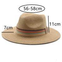 Women Summer Hats Men Big Brim Band Striped Casual Sun Hats Men Women Yellow Sun Protection Men Straw Hats Sombreros De Mujer