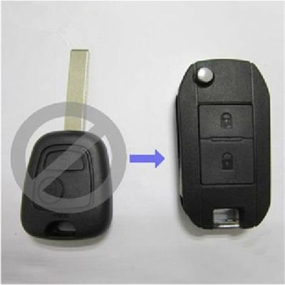 คุณภาพสูงสำหรับเปอโยต์307 HU83เปลือกรีโมกุญแจแบบพลิกแบบพับได้2ปุ่มดัดแปลงพร้อมร่องอะไหล่เคสกุญแจรถยนต์