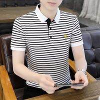 Kaus Polo Garis ยืนขึ้นเสื้อโปโลของผู้ชายเสื้อโปโลเสื้อโปโลเสื้อโปโลธุรกิจ2023ใหม่สไตล์แฟชั่น