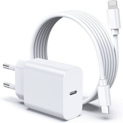 2In1 PD 20W EU Standard Charger + 2m/6.6ft Data Cable Set Fast Charging For iPhone 14 13 12 11 Pro Max