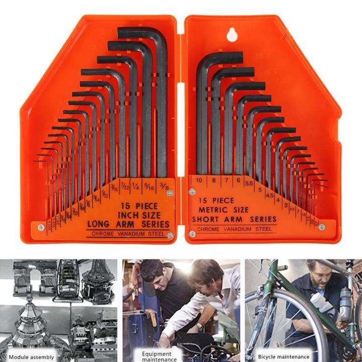Metric Imperial Allen Wrench Set L Shape Ball End Hex Key Bike Repair Tools Allen Wrench Set
